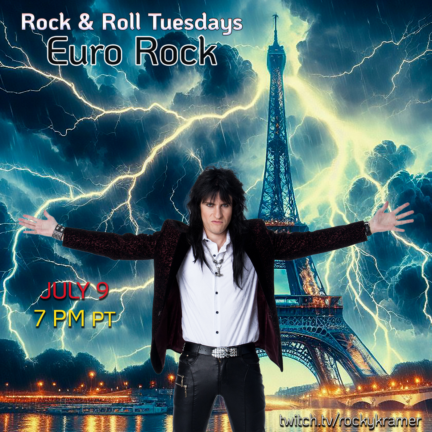 Rocky Kramer’s Rock & Roll Tuesdays Presents “Euro Rock” On Tuesday July 9th, 2024, 7 PM PT on Twitch